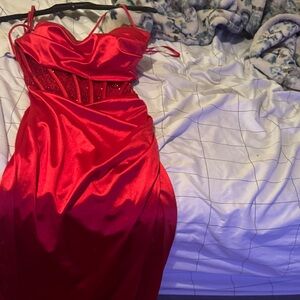 Windsor Red Satin Prom Dress